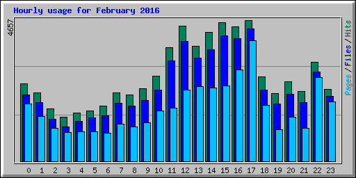 Hourly usage for February 2016
